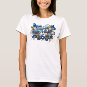 Sleek Blue GRATTIS PÅ FÖDELSEDAGEN 6-ÅRS Print T Shirt