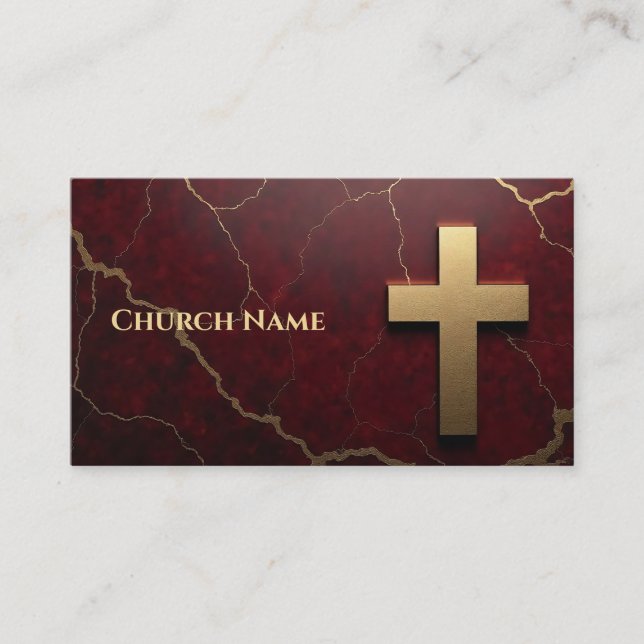 Sleek Burgundy Marble med Golden Kor Visitkort (Framsida)