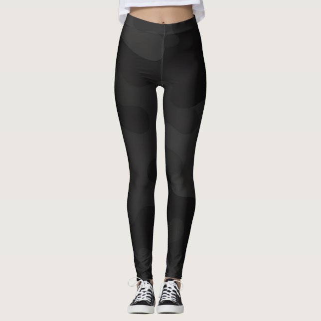 Sleek Camo Deep Black Mörk Tones Modern Leggings (Framsida)