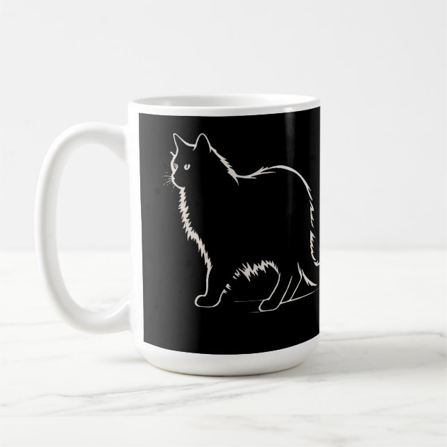 Sleek Cat Silhouette - Purr-fect  Coffee Companion Kaffemugg (Vänster)