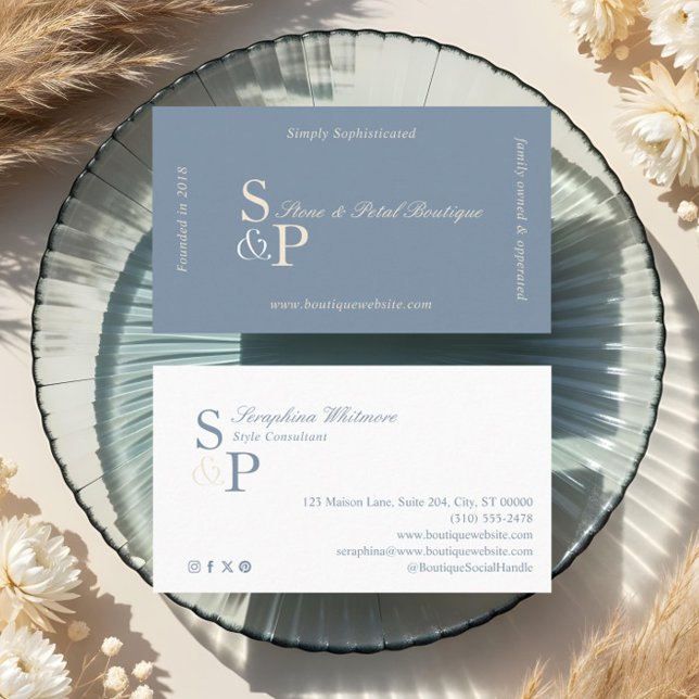 Sleek Chic Minimal Elegant Boutique Monogram Logo Visitkort (Sleek Chic Minimal Elegant Boutique Monogram Logo Business Card)