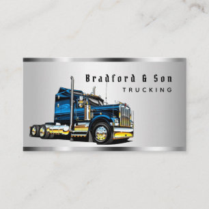 Sleek Chrome Transport Semi Trucking Company Visitkort