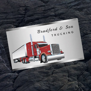 Sleek Chrome Transport Semi Trucking Company Visitkort