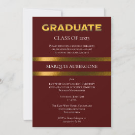 Sleek College | Univ Maroon| Guld Studentfest Inbjudningar