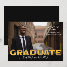 Sleek College | Univ Photo Student Black | GULD Inbjudningar