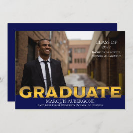 Sleek College | Univ Photo Student Blue | GULD Inbjudningar