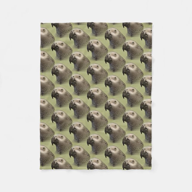 Sleek Congo African Grått Parrot Fleecefilt (Framsidan)