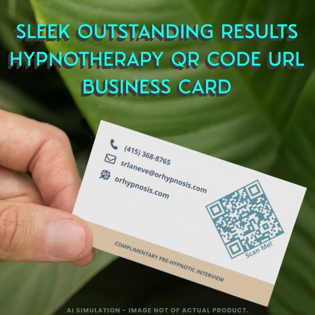 Sleek Enastående Resultat Hypnoterapi QR-kod URL Visitkort (Skapare uppladdad)