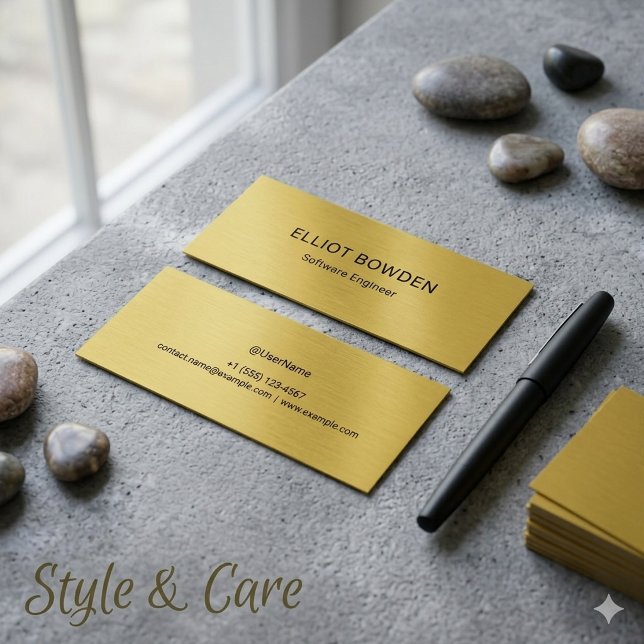 Sleek Enkel Design Personlig Metallisk Guld (Sleek Simple Design Personalized Matallic Gold Calling Card)