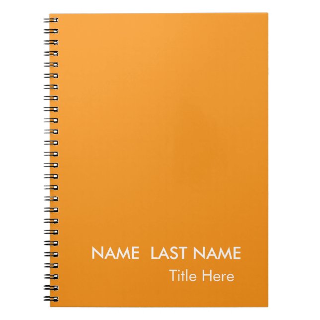 Sleek Enkel orange Anpassad  Anteckningsbok (Framsidan)