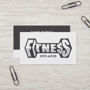 Sleek Fitness Hantel Typografi Tränare Visitkort
