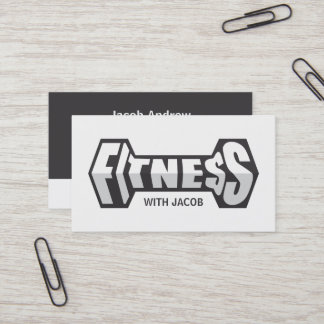Sleek Fitness Hantel Typografi Tränare Visitkort
