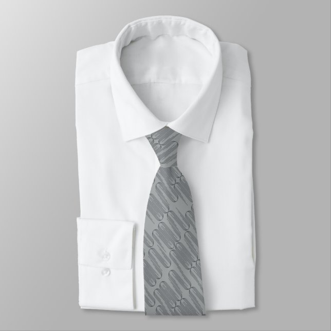 Sleek Geometric Grått Tie Slips (Bunden)