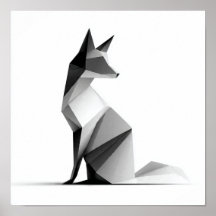Sleek Geometric Origami Fox Skriv ut