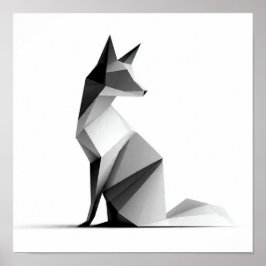 Sleek Geometric Origami Fox Skriv ut Poster