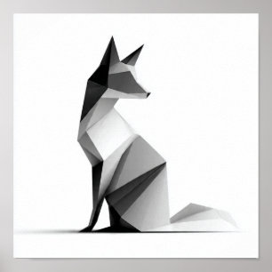 Sleek Geometric Origami Fox Skriv ut Poster