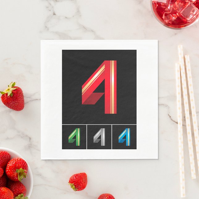 Sleek Geometrisk Nummer 4 Modern Typografi Pappersservett (Skapare uppladdad)