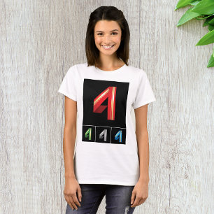 Sleek Geometrisk Nummer 4 Modern Typografi T Shirt