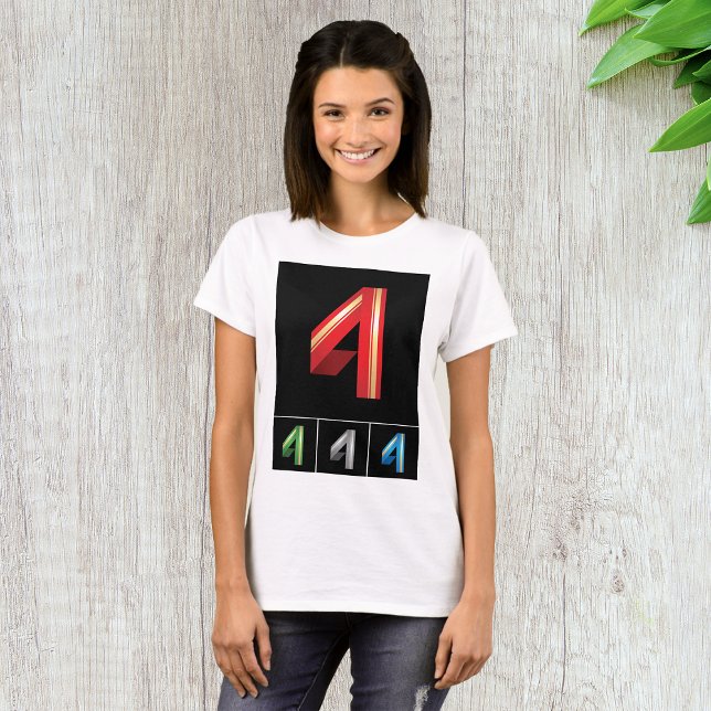Sleek Geometrisk Nummer 4 Modern Typografi T Shirt (Skapare uppladdad)