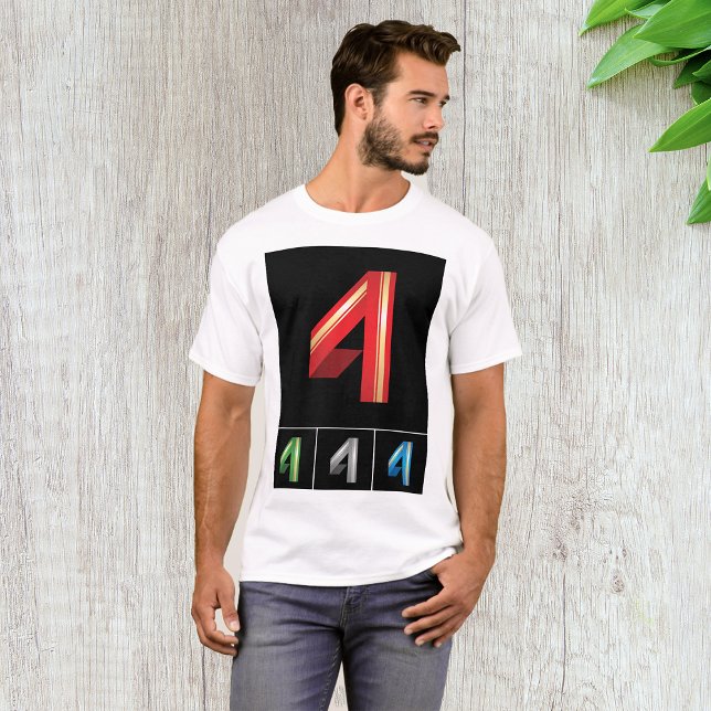 Sleek Geometrisk Nummer 4 Modern Typografi T Shirt (Skapare uppladdad)