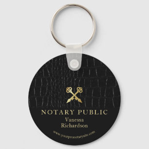 Sleek Glossy Black Crokodile Guld Icon Notary Nyckelring