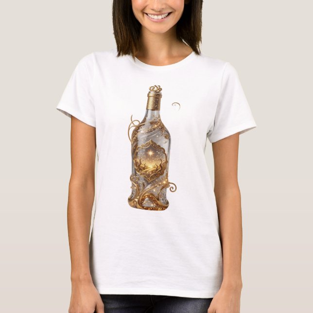 Sleek Gold GULDÖNSKEMÅL Wearable Art T Shirt (Framsida)