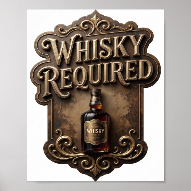 Sleek Gold WHISKY OBLIGATORISK Design Poster (Framsidan)