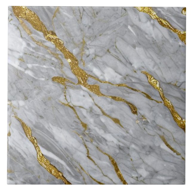 Sleek Grått och Guld Marble Ceramic Tile Kakelplatta (Framsidan)