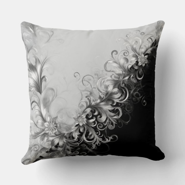 Sleek Grey Black with Silver Details Kudde (Baksida)