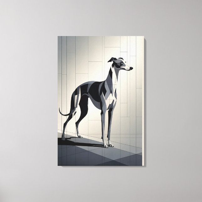 Sleek Greyhound Geometrisk Canvastryck (Framsida)