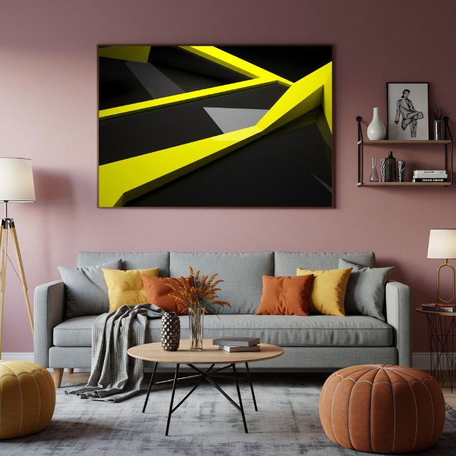 Sleek gul svart geometrisk abstrakt skärva poster (Skapare uppladdad)