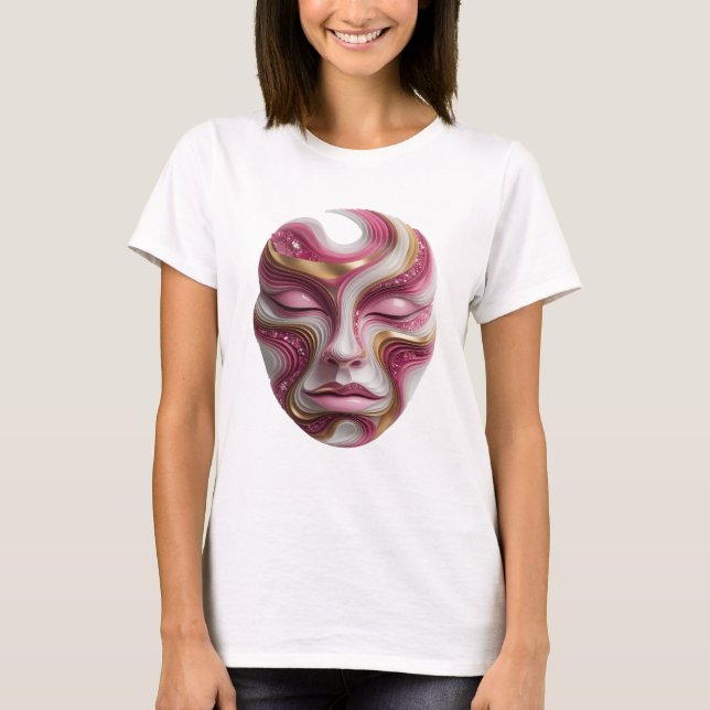 Sleek Guld ABSTRAKT KONST Statement Design T Shirt (Framsida)
