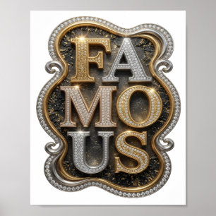 Sleek Guld BERÖMD 3D Text Konst Poster