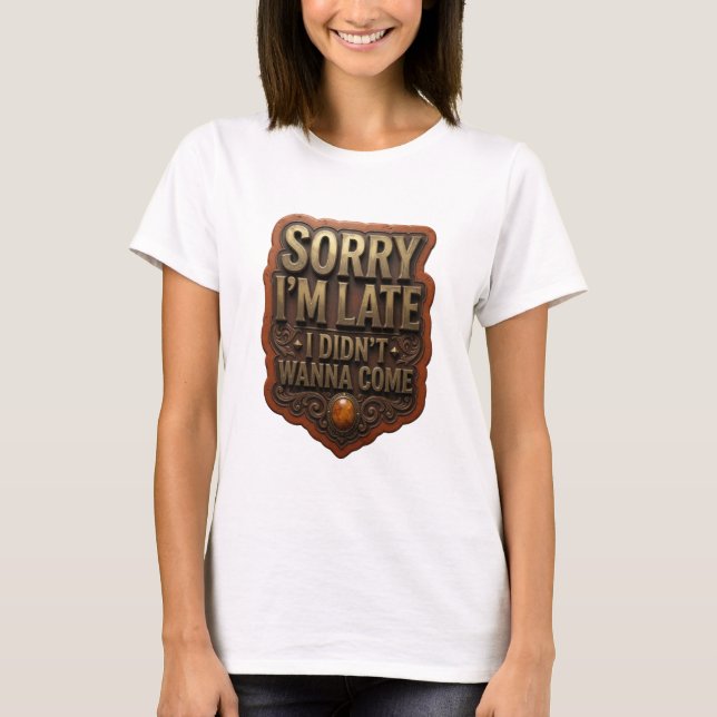 Sleek Guld JAG VILLE INTE KOMMA Textdesign T Shirt (Framsida)