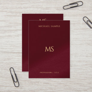 Sleek Guld Text Monogram Vertikal Lyxig Linne Visitkort