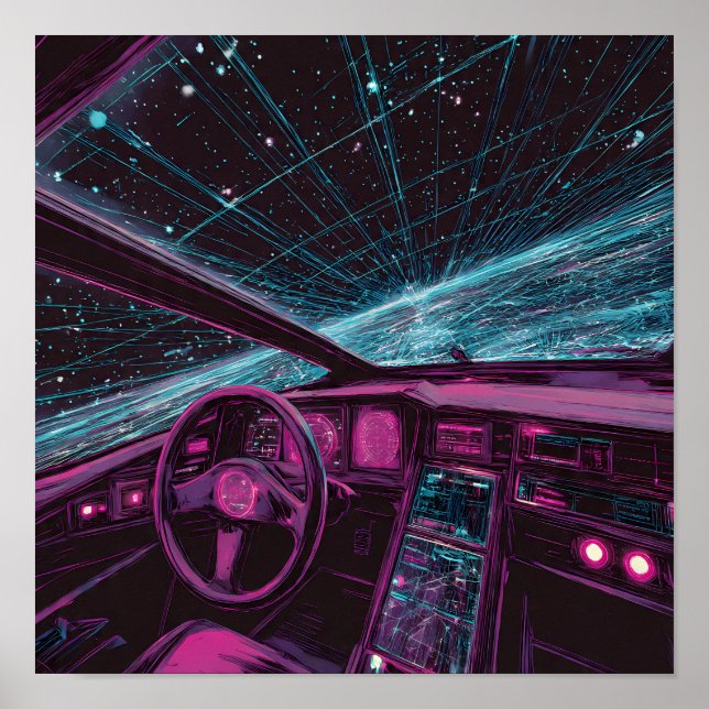 Sleek High-Tech-konst: Digital Horizon kommandocen Poster (Framsidan)
