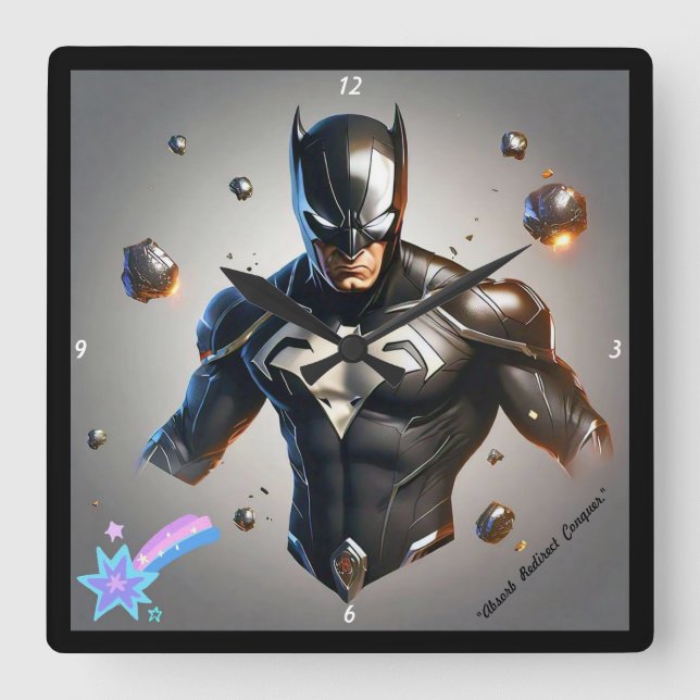 "Sleek Kostym for Power Control" Fyrkantig Klocka (Framsida)