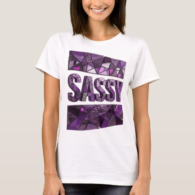 Sleek lila SASSY formspråk T Shirt (Framsida)