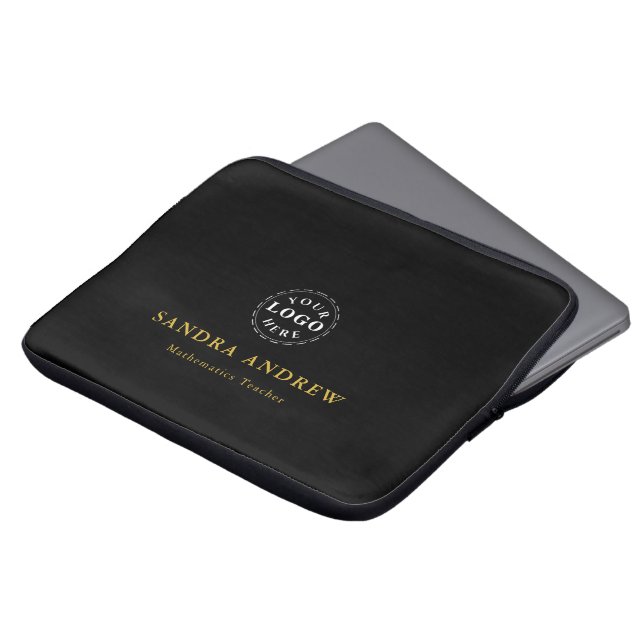 Sleek Logotyp Laptop sleeve med Namn och Titel (Framsida topp)