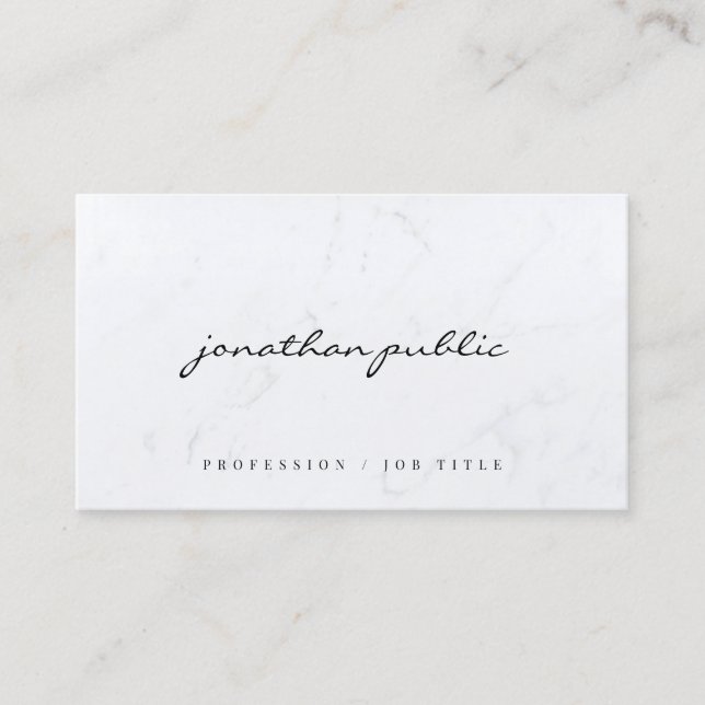Sleek Marble Template Calligraphy Script Luxury Visitkort (Framsida)