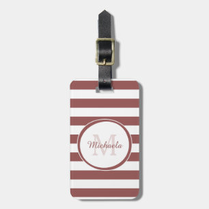 Sleek Marsala Awning Rand Namn och Monogram Bagagebricka