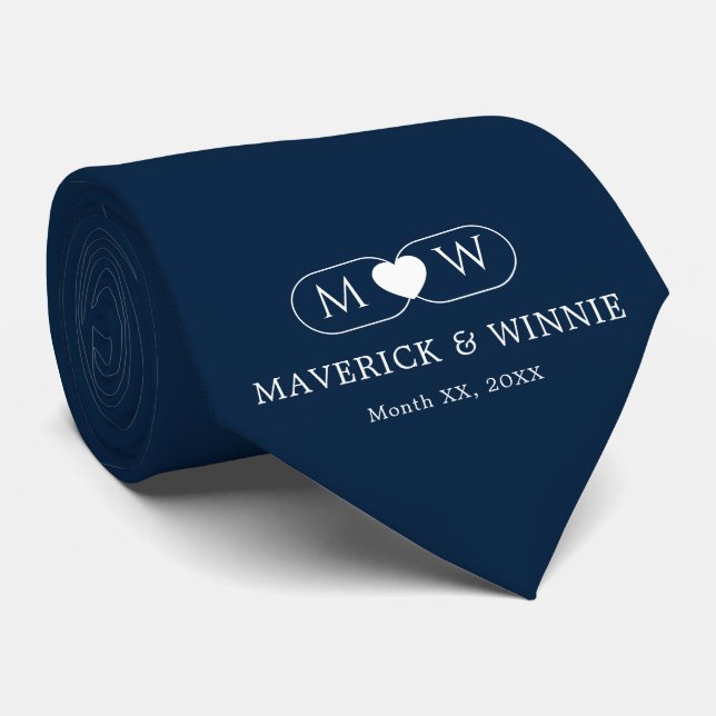 Sleek Minimalistisk Modern Bröllop Djup Navy Slips (Rullad)