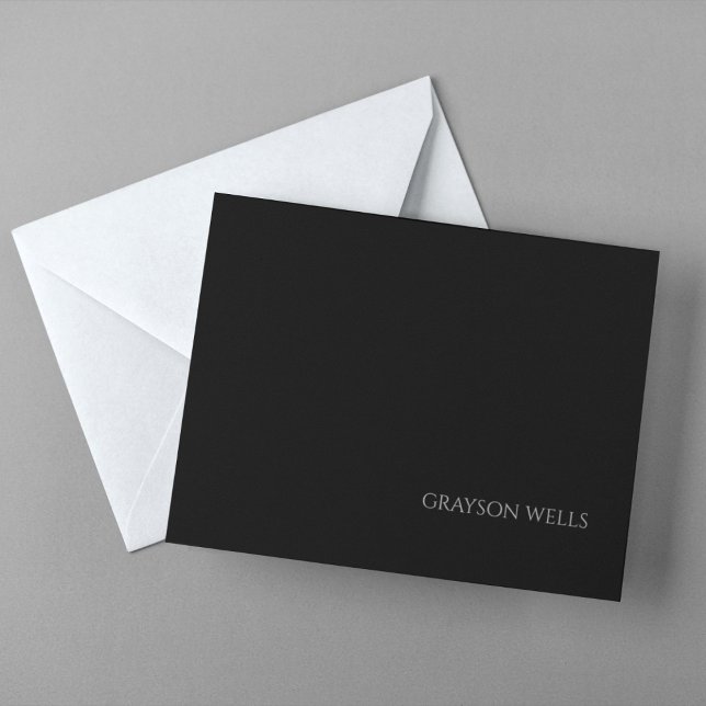 Sleek Modern Black and Grått Professionell Anteckningskort (Sleek Modern Black and Grey Professional Note Card)