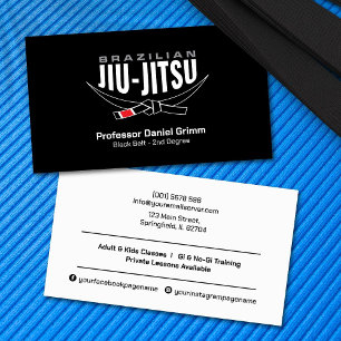 Sleek modern brasiliansk Jiu-Jitsu-professor Visitkort