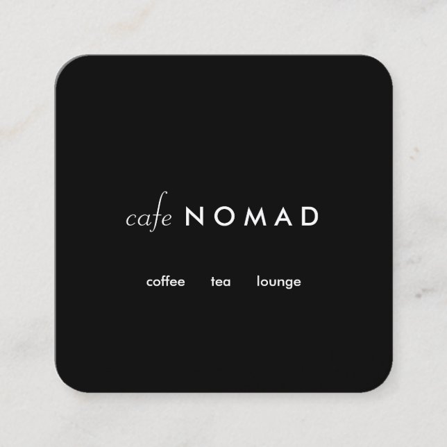 Sleek Modern Designer Cafe Boutique Black Fyrkantigt Visitkort (Framsida)