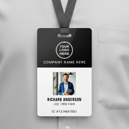 Sleek Modern Employee Photo Name QR Code ID