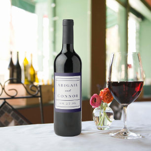 Sleek Modern Linjer Navy & Grått Vinflaska Etikett