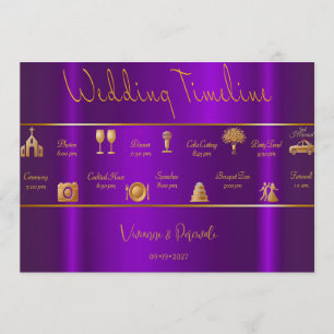 Sleek Modern Lysande Violetta Bröllopsschema Program