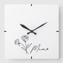Sleek Modern Mors dag Gift Wall Clock Fyrkantig Klocka