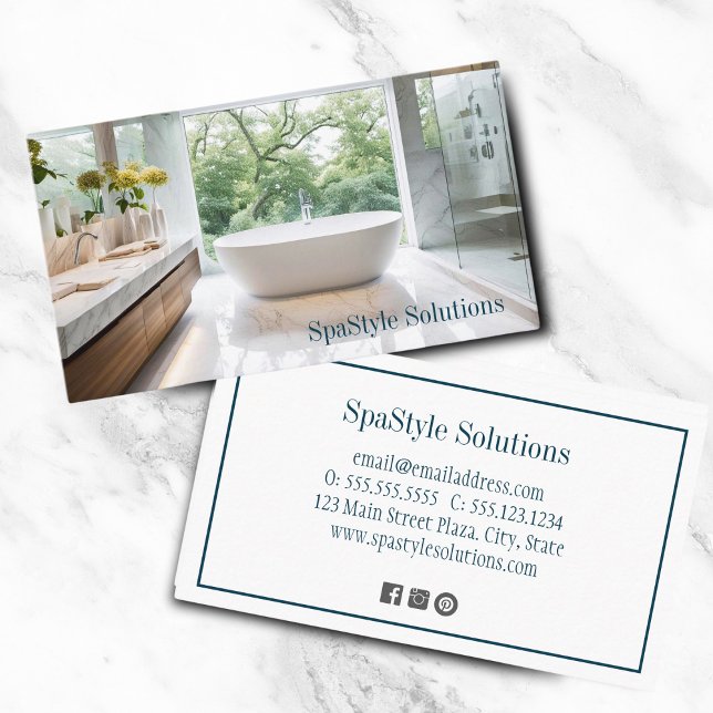 Sleek Modernt Badrum Hemförbättringar Visitkort (Precision-crafted, sleek modern bathroom card: Ideal for discerning home improvements.)
